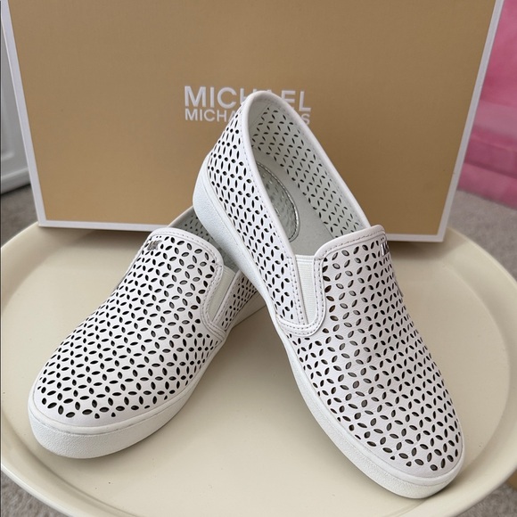 Michael Kors Shoes - Michael Kors White Perforated Slip-Ons 6
